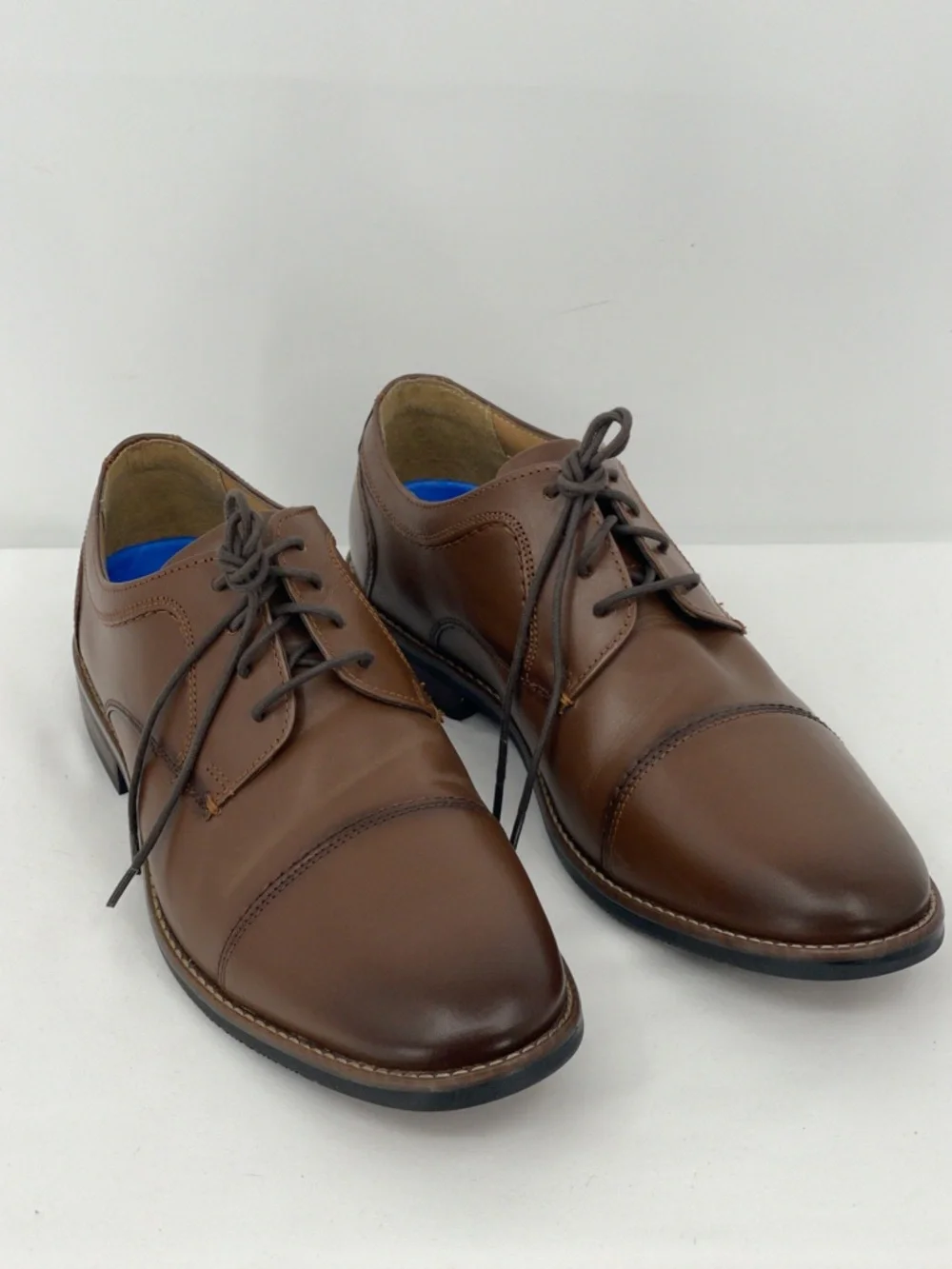 NUNN BUSH SIZE 9.5W Men's Brown Leather Cap-Toe OXFORD Dress Shoes